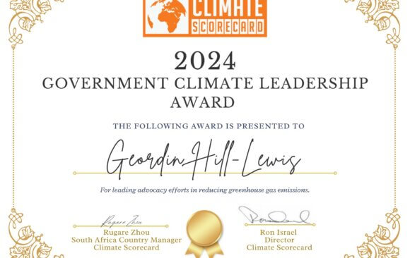 South Africa 2024 Climate Scorecard Award: Mayor Geordin Hill-Lewis